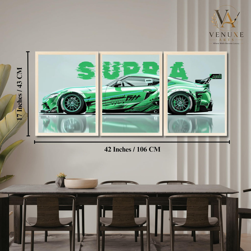 VENUXE ARTS Set Of 3 Big Sports Cars Framed Posters Gift Items for Boys Room Wall Decoration Bedroom Living Room Office Studio Décor | Car Poster Frame for Wall Décor