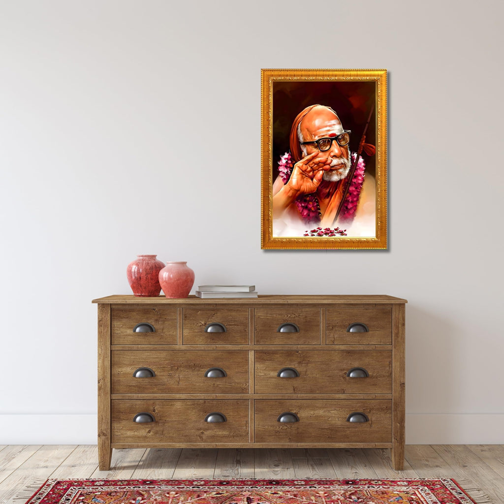 CRAFT QUEST Kanchi Maha Periyava Periyavar Periyar Kanji Wall Painting Framed Home Décor