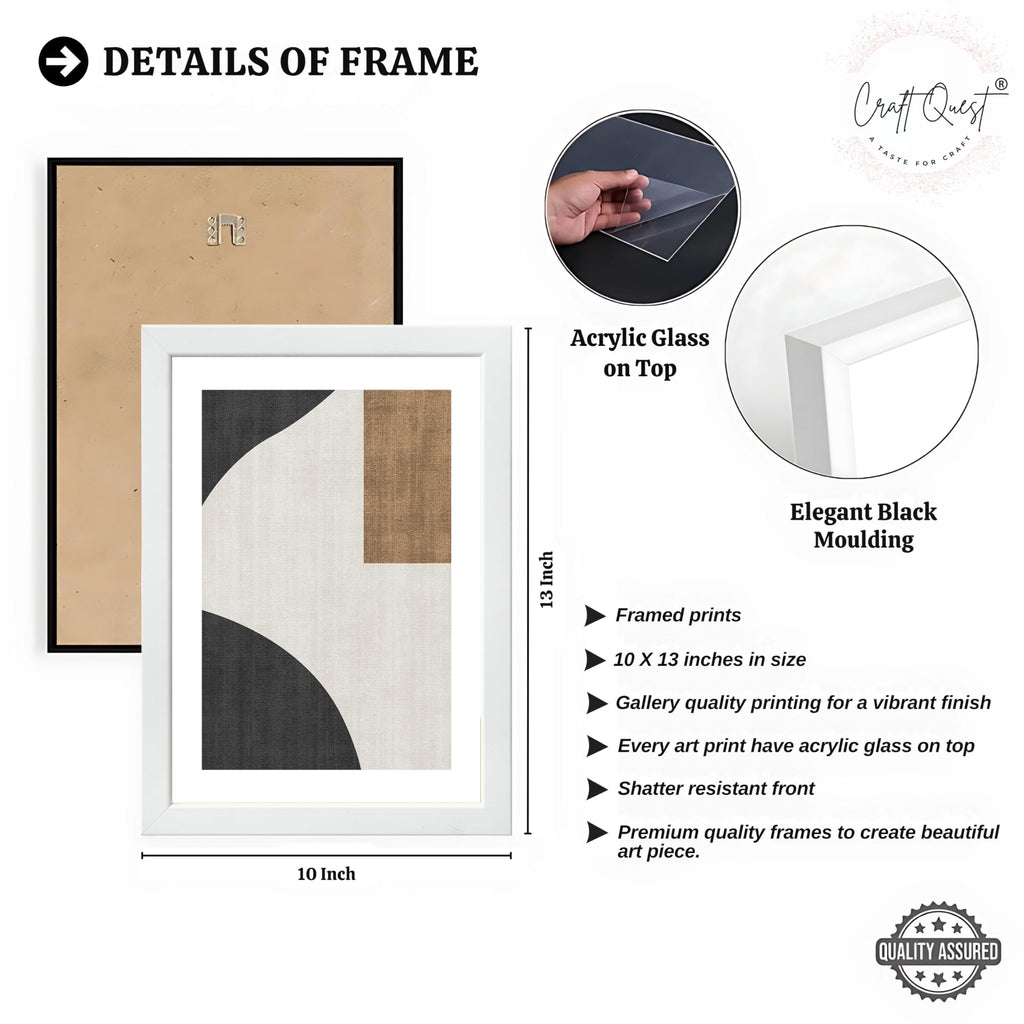 CRAFT QUEST Abstract Geometric Art Painting | Set of 3 Frames for Home Decoration | Ideal for Living Room, Bedroom & Offices