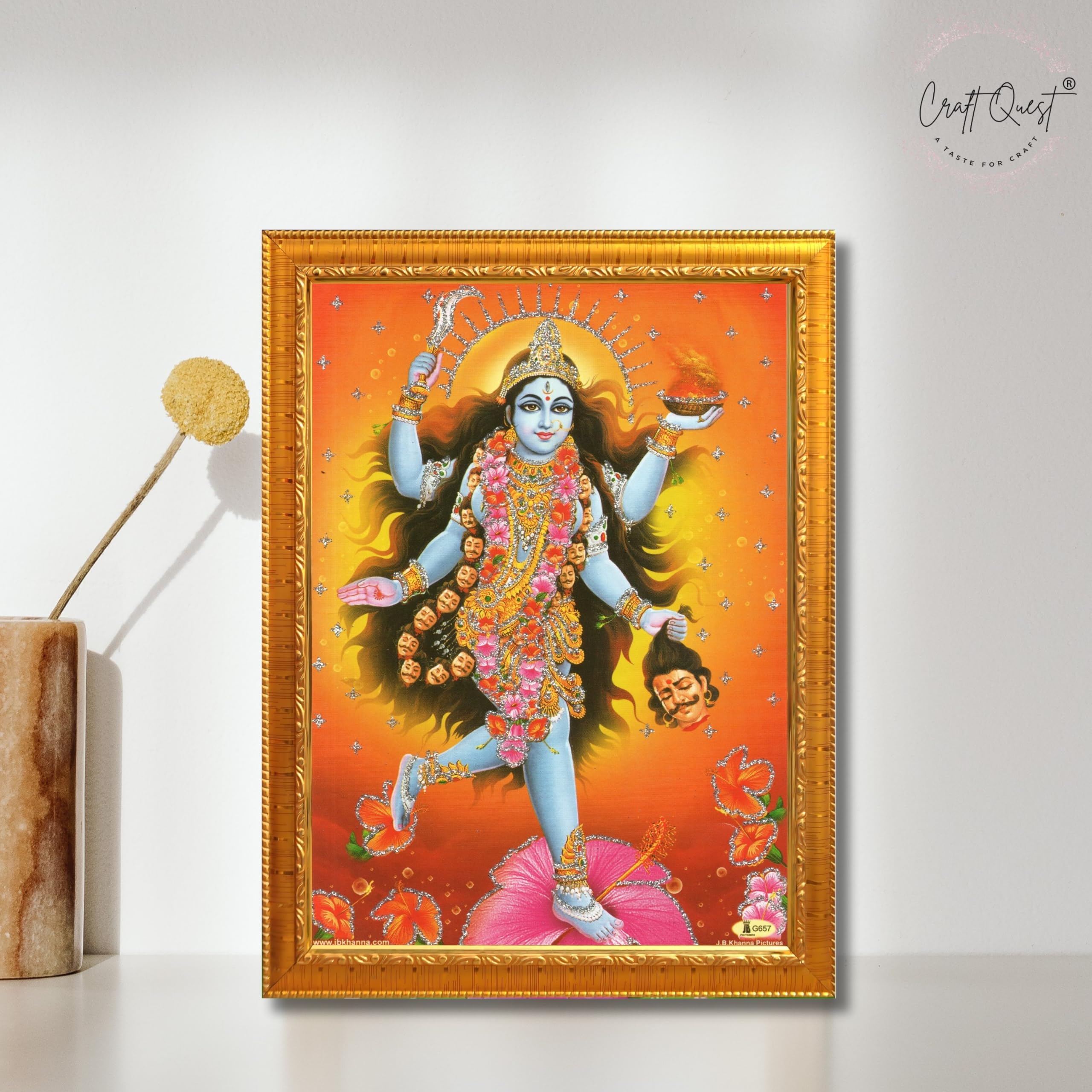 CRAFT QUEST Maha Kali Maa Kalika Mata Mahakali Shiv Shiva Wall Painting Framed Home Decor