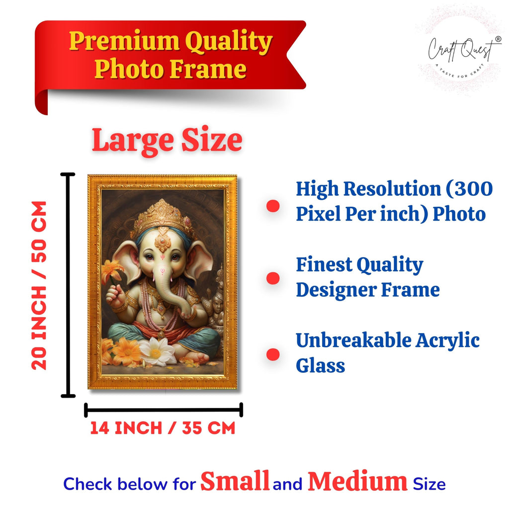 CRAFT QUEST Lord Ganesha Ganpati ji Abstract Modern Wall Painting With Frame For Home and Office Décor