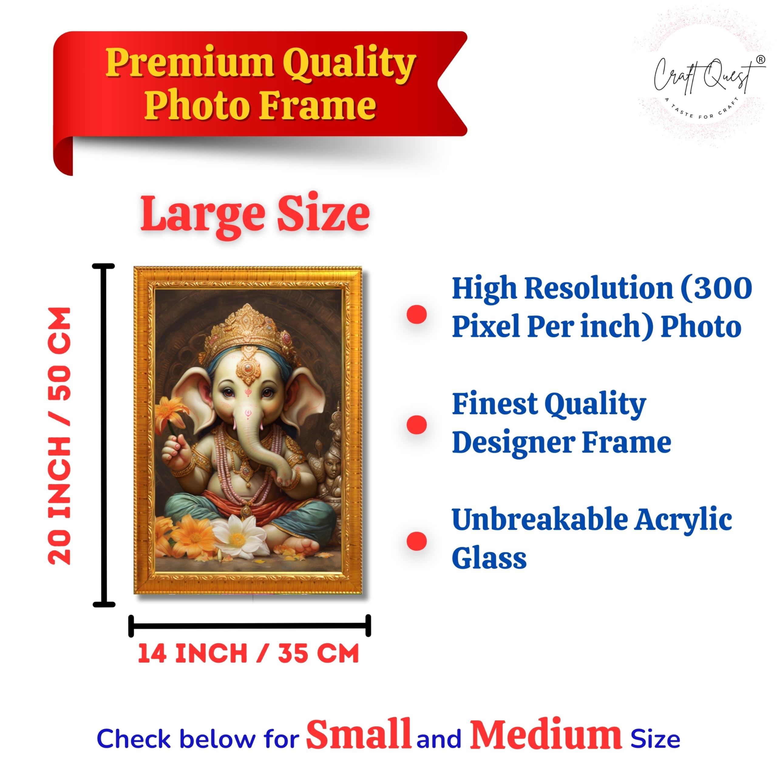CRAFT QUEST Lord Ganesha Ganpati ji Abstract Modern Wall Painting With Frame For Home and Office Décor