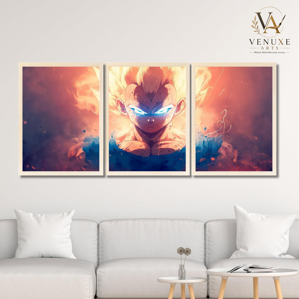 VENUXE ARTS Set Of 3 Anime Characters Wall Framed |Anime Characters Framed Poster for Living Room Bedroom Gaming Room Studio Wall Decor
