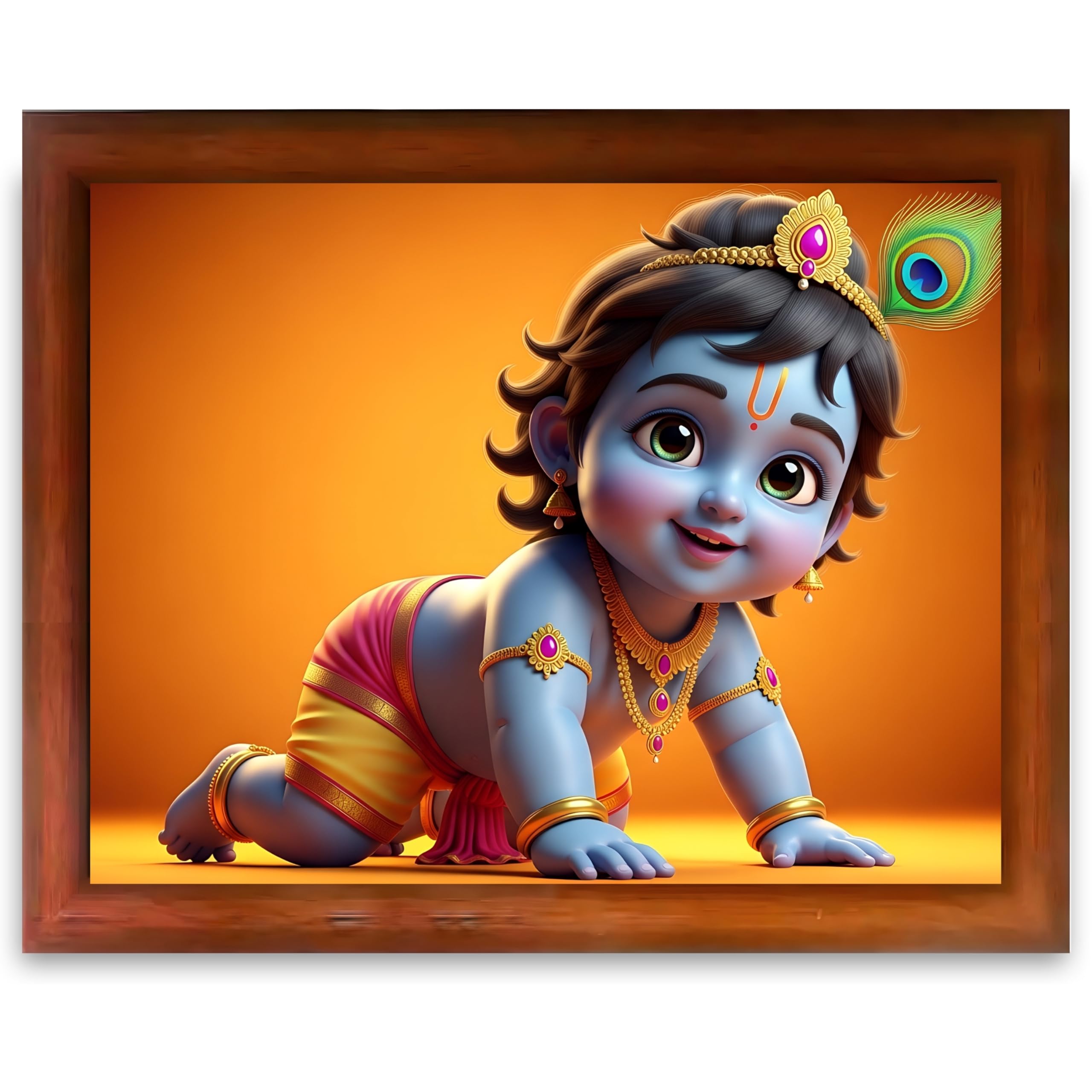 CRAFT QUEST Shri Bal Gopal Painting | Krishna Photo Frames for Walls, Home, Living Room and Home Décor