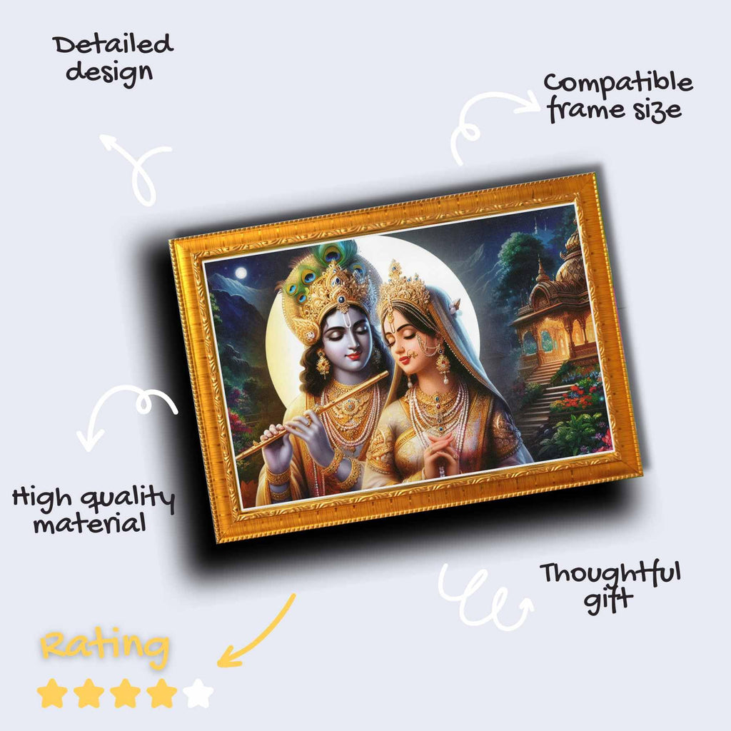 CRAFT QUEST Radha Krishna Art Photo Framed Painting for Home and Bedroom Wall Decoration of Size 14X10 Inches with Frame And Acrylic Glass RK204