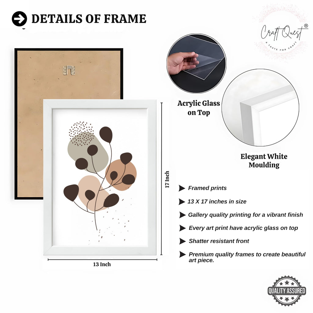 CRAFT QUEST Wall Art Decor Paintings | Set of 3 BOHO Wall Art Frames for Home Decoratio | Ideal for Living Room, Office & Bedroom