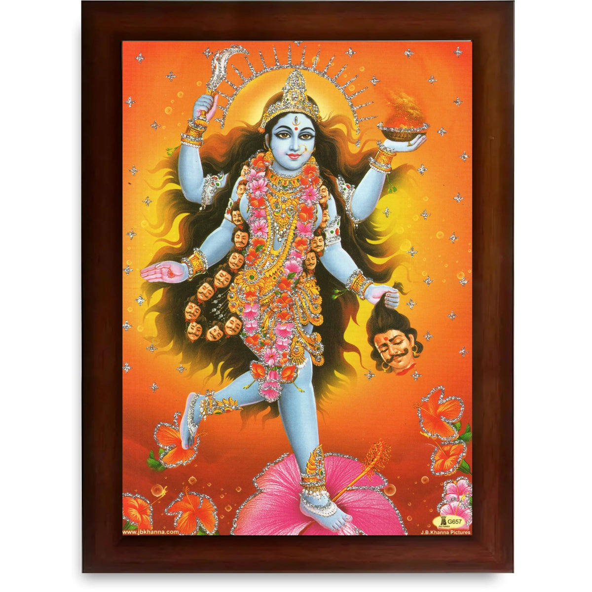 CRAFT QUEST Maha Kali Maa Kalika Mata Mahakali Shiv Shiva Wall Painting Framed Home Decor