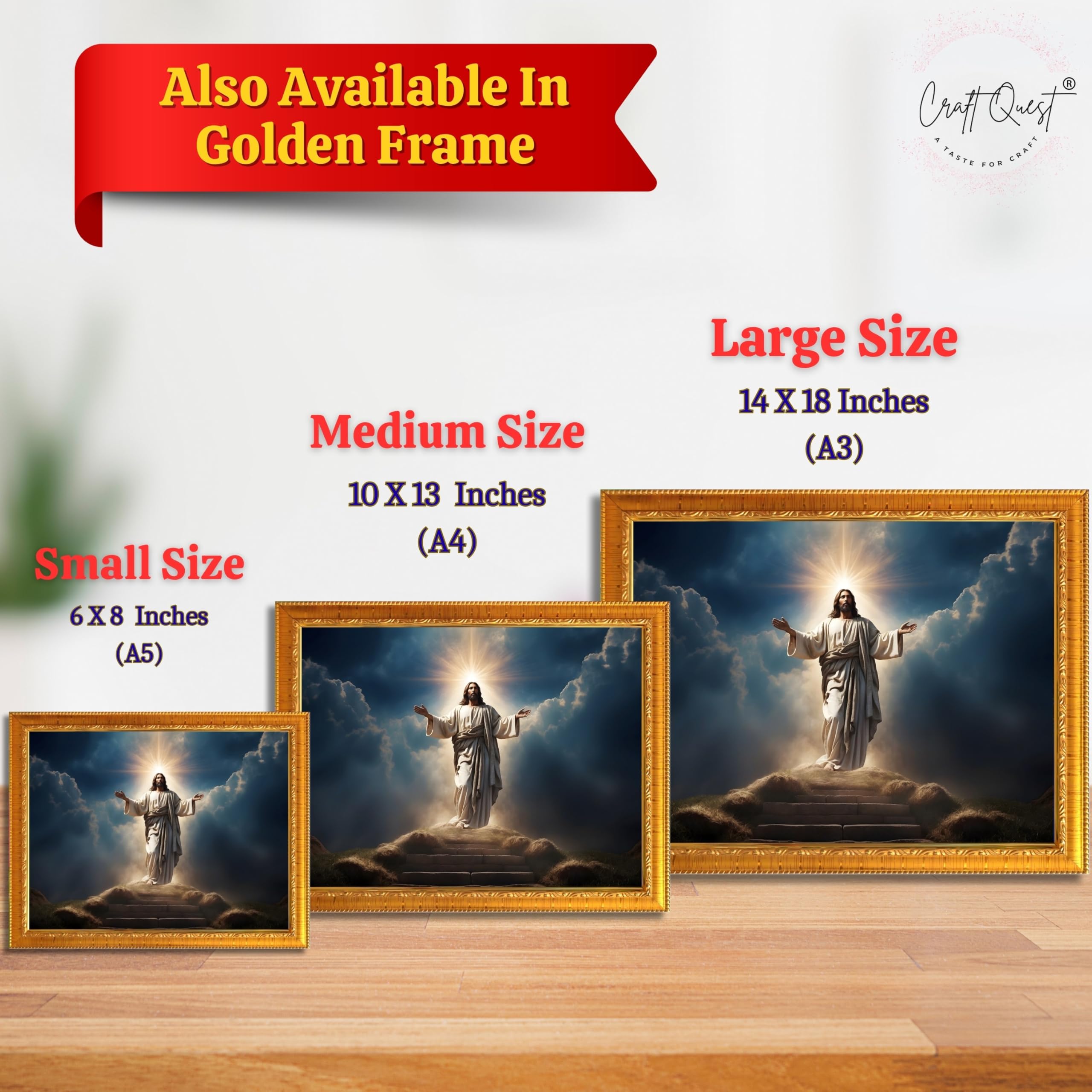 CRAFT QUEST Jesus Christ Photo Frame | Decorative Picture for Gifts, Home Decor | Jesus Painting, Religious Photo Frame