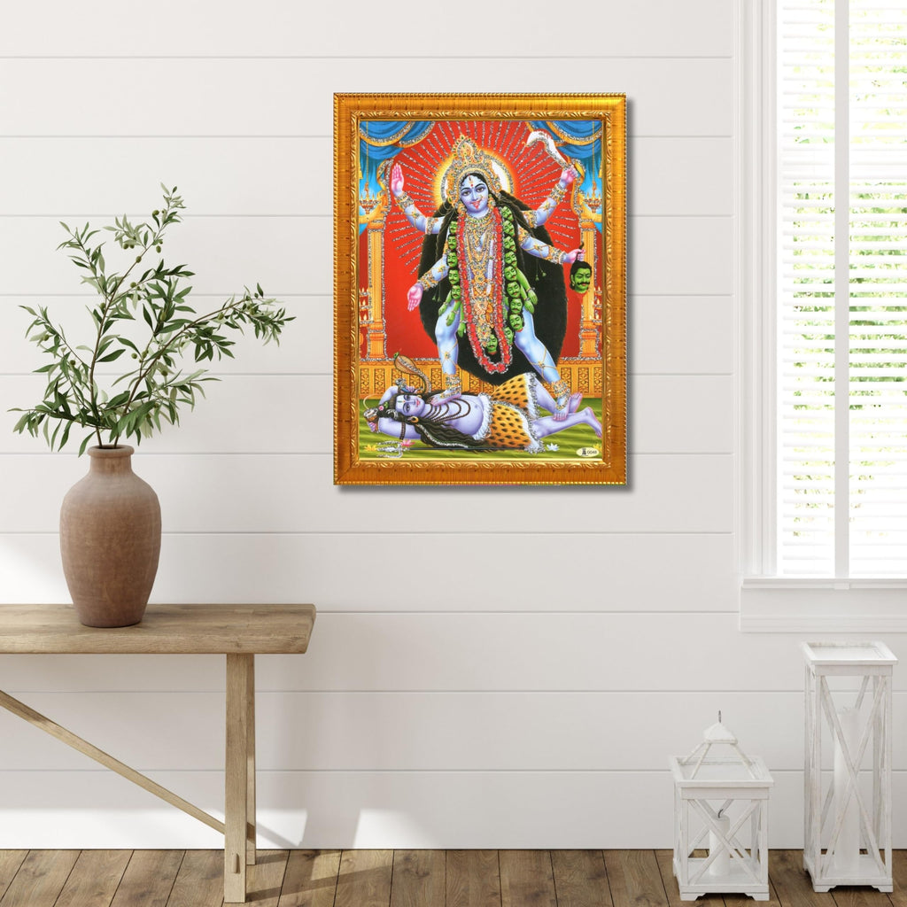 CRAFT QUEST Kali Mata photo with frame, God Religious Framed Painting With Acrylic Glass