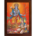 CRAFT QUEST Ayodhya Ram Mandir Photo Frame With Hanuman jii For Wall Decoration Gift Item Painting/Shree Ram Darbar Photo Frame (Large, 14 inch X 10 inch, Brown, Religious)