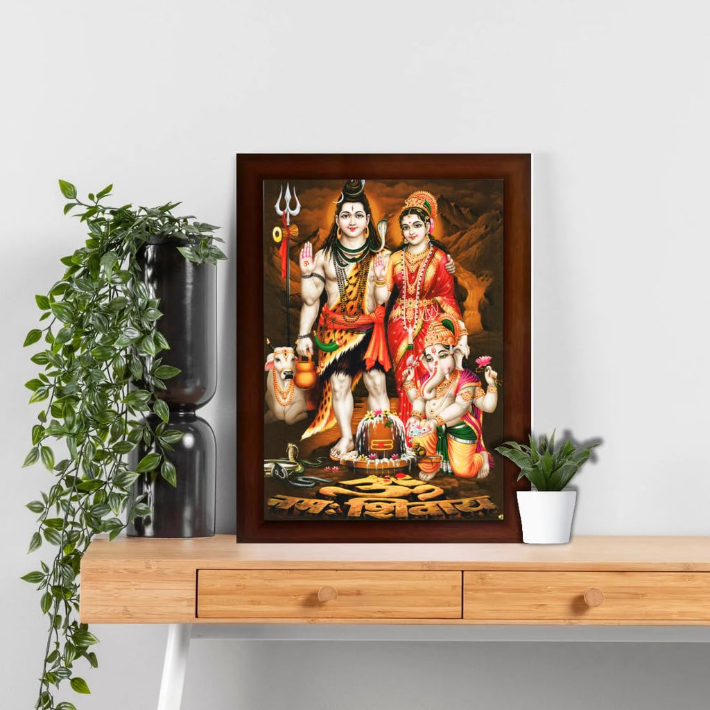 Craft Quest Shiv Parivar (Maa Parvati, Ganesh, Kartikey and Shiv Shankar) Religious Wood Photo Frames (Photoframe, Multicolour, 14 X 10 inch)