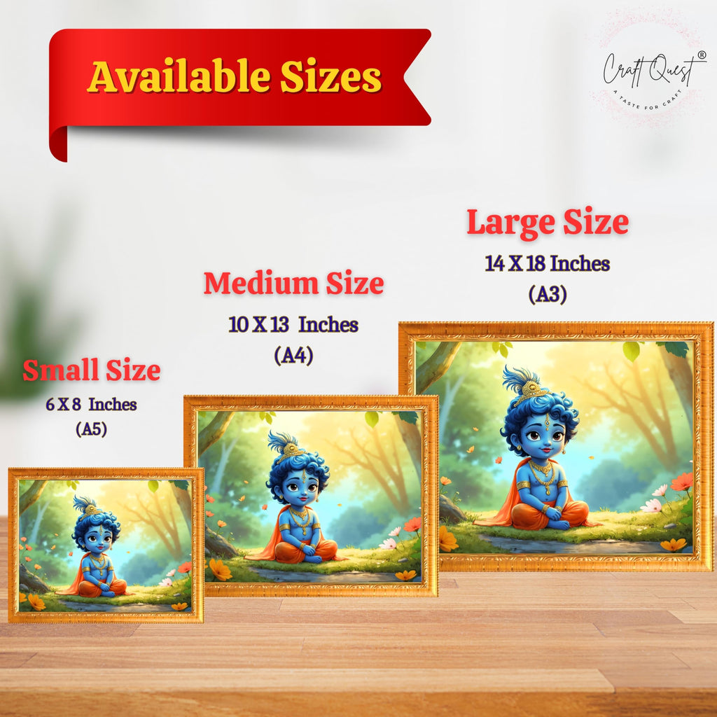 CRAFT QUEST Little Krishna Bal Gopal Makhan Chor Wall Photo Frame | Hindu God Kanha Devotional Home Decor | Gift Item