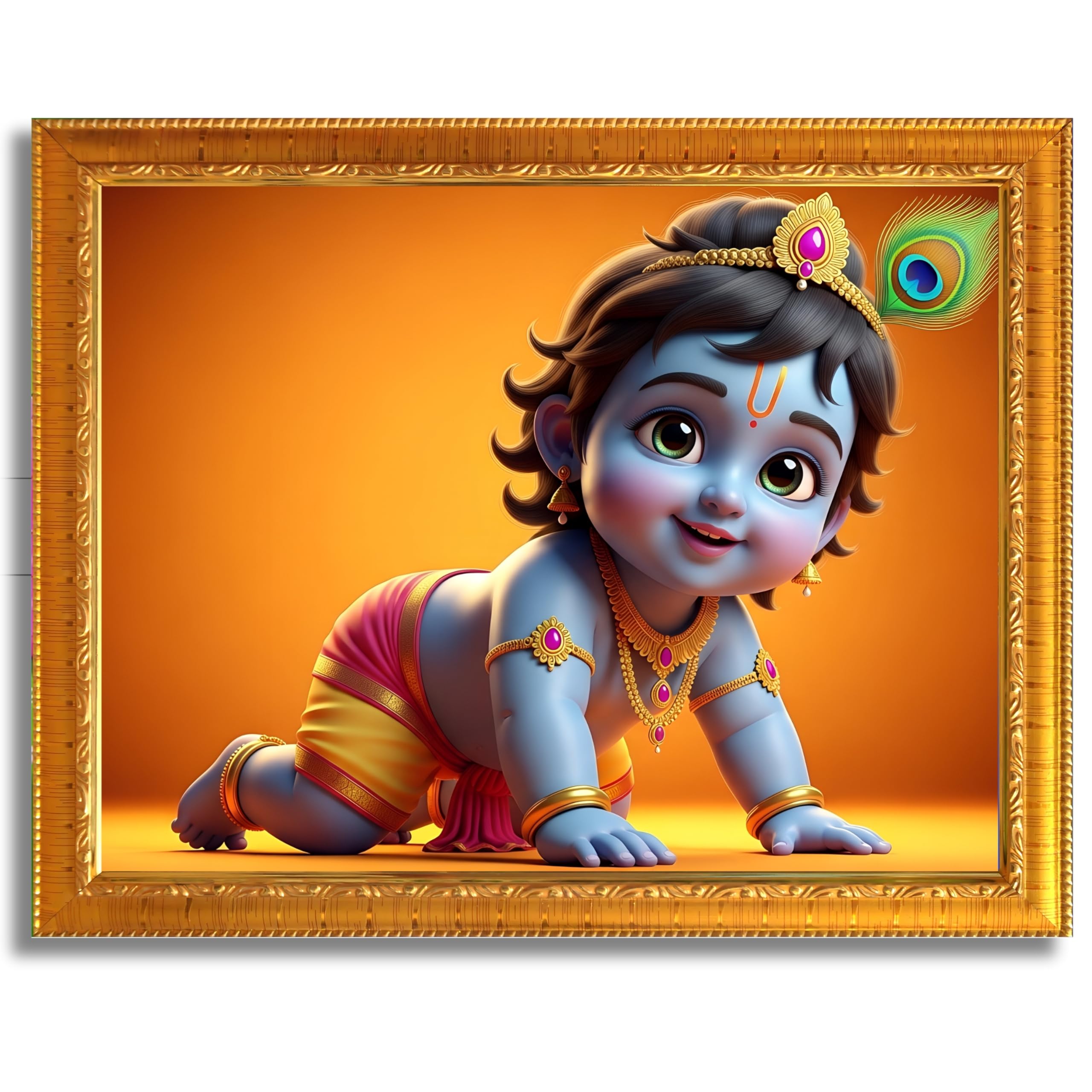 CRAFT QUEST Shri Bal Gopal Painting | Krishna Photo Frames for Walls, Home, Living Room and Home Décor