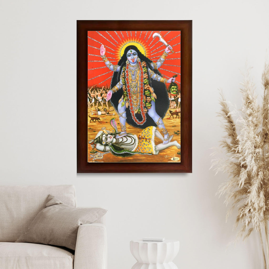 CRAFT QUEST Kali Mata photo with frame, God Religious Framed With Acrylic Glass