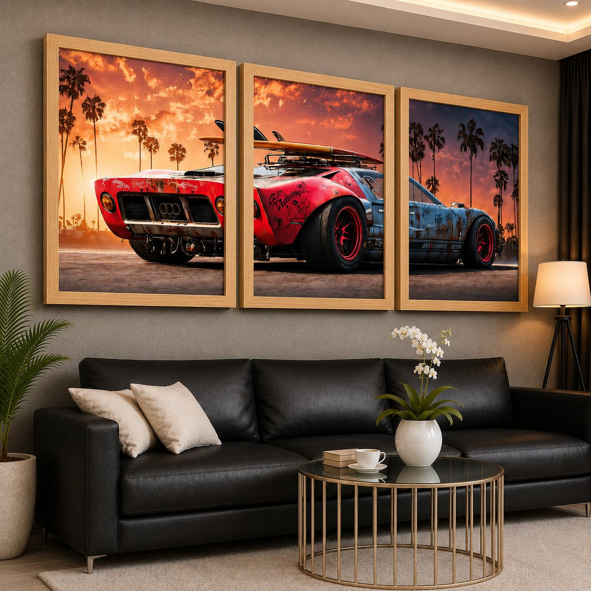 VENUXE ARTS Set Of 3 Big Sports Cars Framed Posters Gift Items for Boys Room Wall Decoration Bedroom Living Room Office Studio Décor | Car Poster Frame for Wall Décor