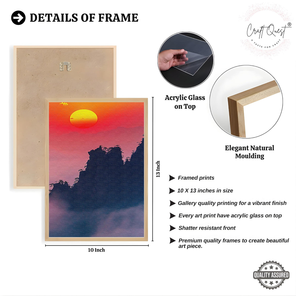 CRAFT QUEST Nature Inspired Mountains & Clouds Wall Art | Set of 3 Frames for Home Decoration | Ideal for Living Room, Bedroom & Offices