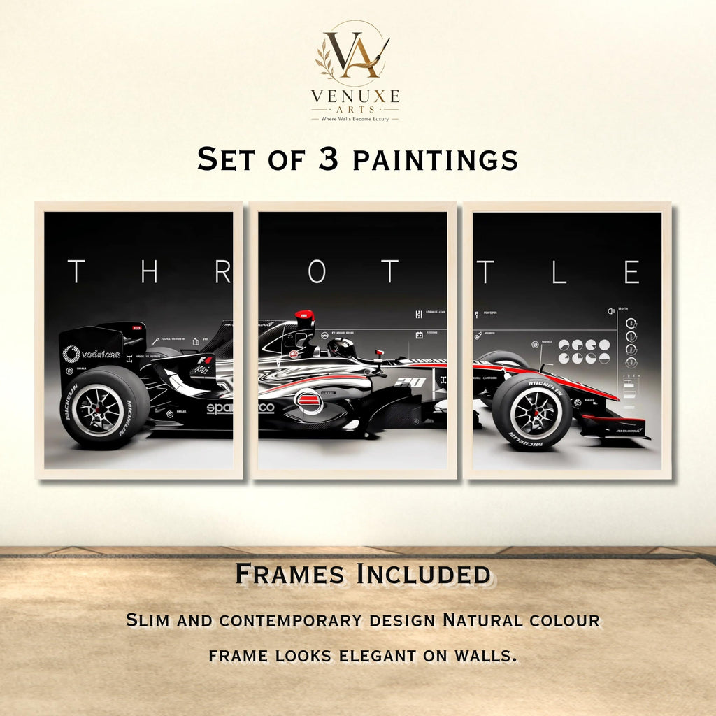 VENUXE ARTS Set Of 3 Big Sports Cars Framed Posters Gift Items for Boys Room Wall Decoration Bedroom Living Room Office Studio Décor | Car Poster Frame for Wall Décor
