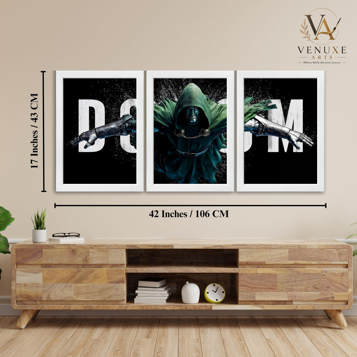 VENUXE ARTS Set Of 3 Anime Characters Wall Framed |Anime Characters Framed Poster for Living Room Bedroom Gaming Room Studio Wall Decor
