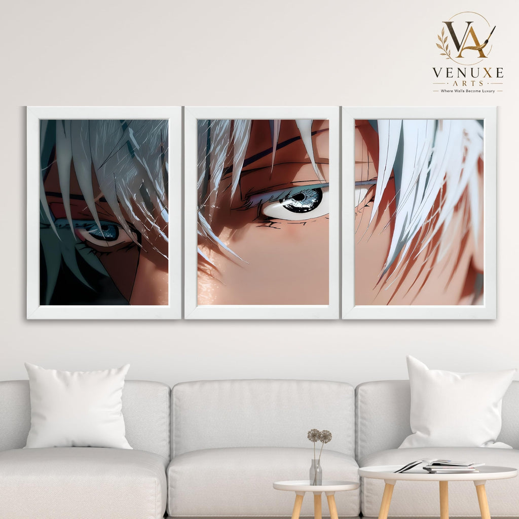 VENUXE ARTS Set Of 3 Anime Characters Wall Framed |Anime Characters Framed Poster for Living Room Bedroom Gaming Room Studio Wall Decor