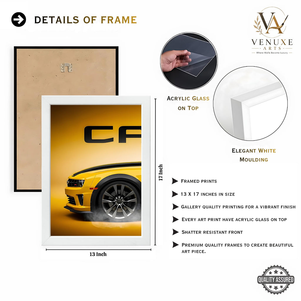 VENUXE ARTS Set Of 3 Big Sports Cars Framed Posters Gift Items for Boys Room Wall Decoration Bedroom, Living Room, Office, Studio Décor | Car Poster Frame for Wall Décor
