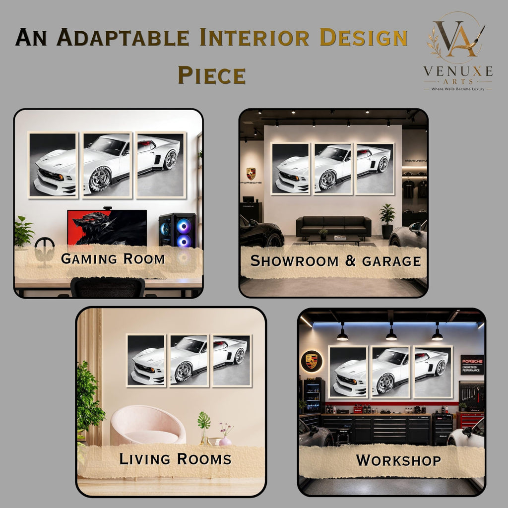 VENUXE ARTS Set Of 3 Big Sports Cars Framed Posters Gift Items for Boys Room Wall Decoration Bedroom Living Room Office Studio Décor | Car Poster Frame for Wall Décor