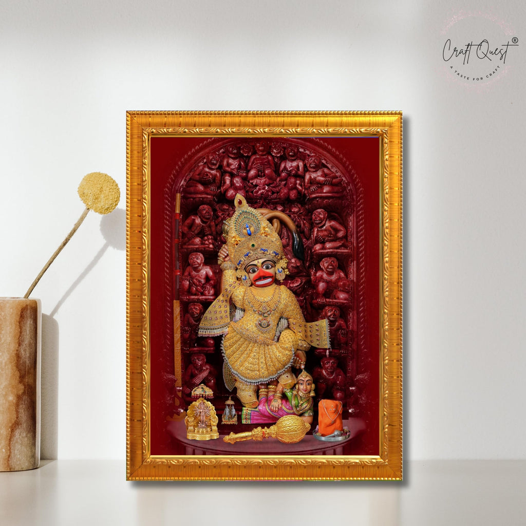 CRAFT QUEST Shree Kashtabhanjan Dev Hanumanji Salangpur Religious Photo Frame Synthetic, Wall hangings