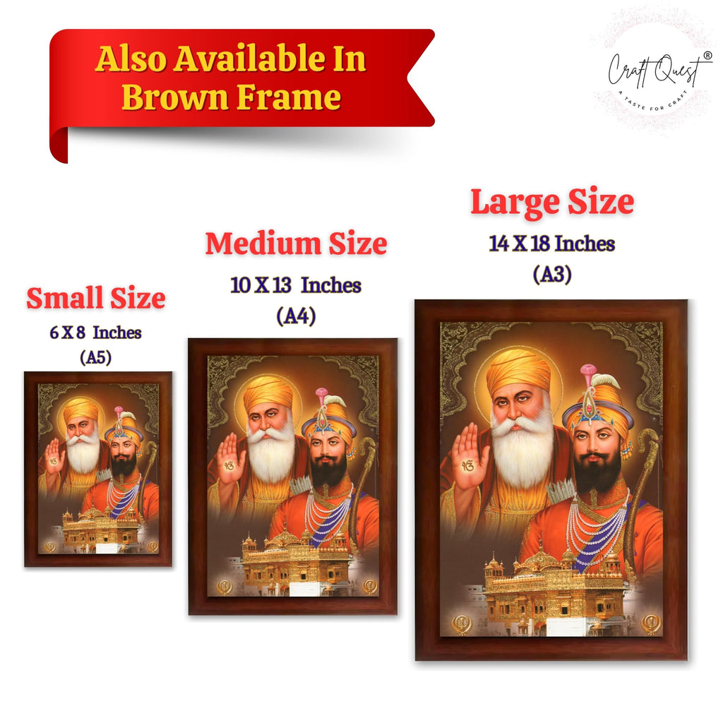 CRAFT QUEST Satnam Waheguru Gurunanak Dev Ji Photo Frame Sikh Guru Photo for Home Decor Spiritual Wall Hanging and Living Room Decoration