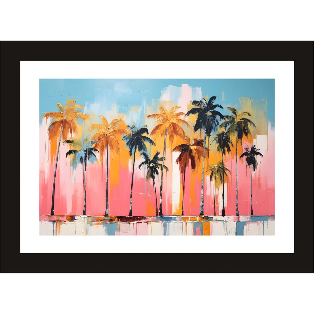 CRAFT QUEST Abstract Tropical Reverie Modern Art Poster Frame for Home & Office Wall Decoration - Portrait, Wall Display (Black, 14x10 Inch Frame with Art Print)