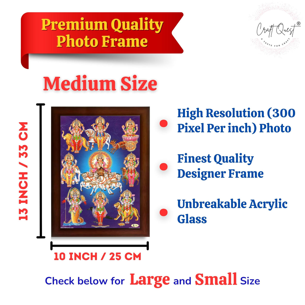CRAFT QUEST Lord Surya Dev Bhagavan Bhagwan with 7 Horses Wall Painting | Hindu God Spiritual Framed | Ideal for Home, Office, Temple & Puja Room, Wall Decor