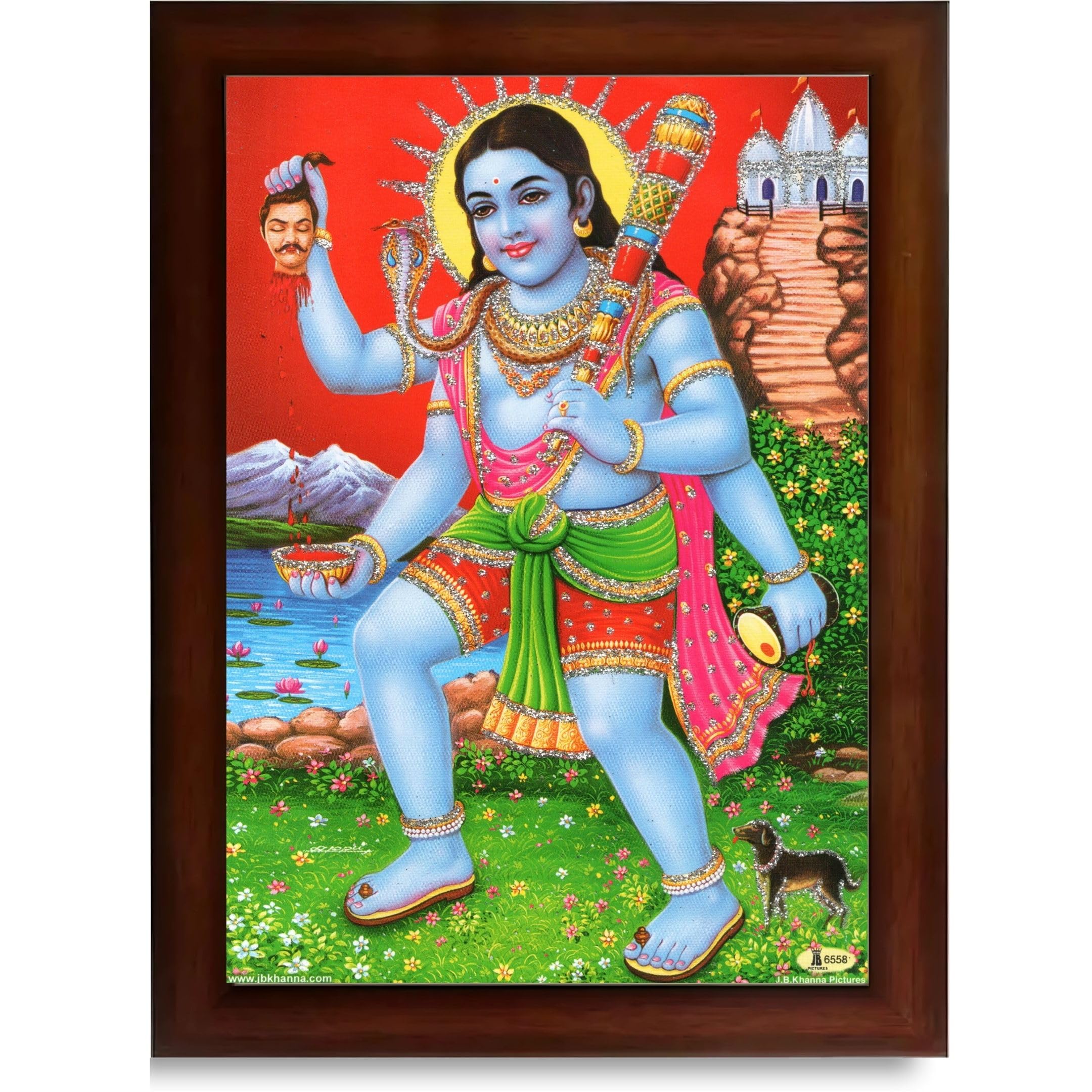 CRAFT QUEST Kaal Bhairav/Lord Bhairava/Bhairon Baba/Bhairavnath/Batuk Bhairav photo frame Religious Brown Photo Frame & Acrylic Sheet Glass