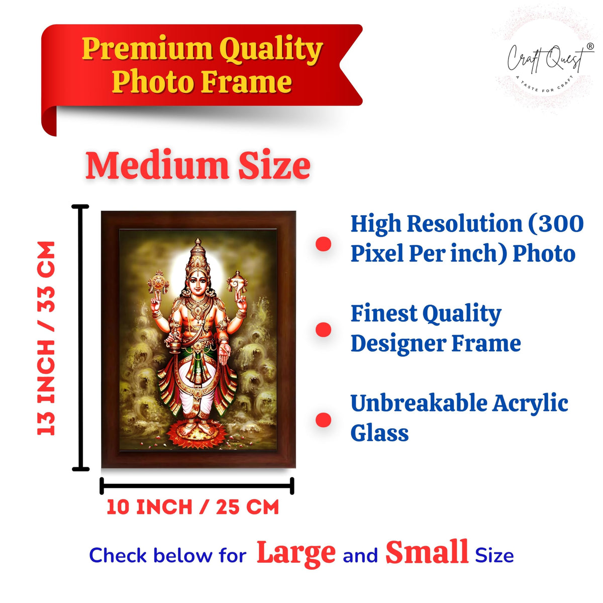CRAFT QUEST Lord Dhanvantari Dhanwantri Wall Photo Framed For Home, Pooja, Temple, Gift, Wall Décor Item