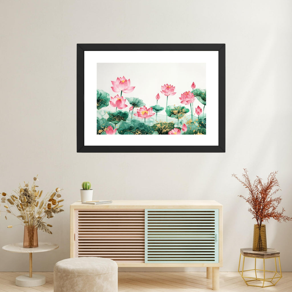CRAFT QUEST Lotus Photo Frame Wall Vastu,Lotus Flower, Kamal Phool Painting for Vastu | Paintings for Home Decoration, Living room, and Office Décor