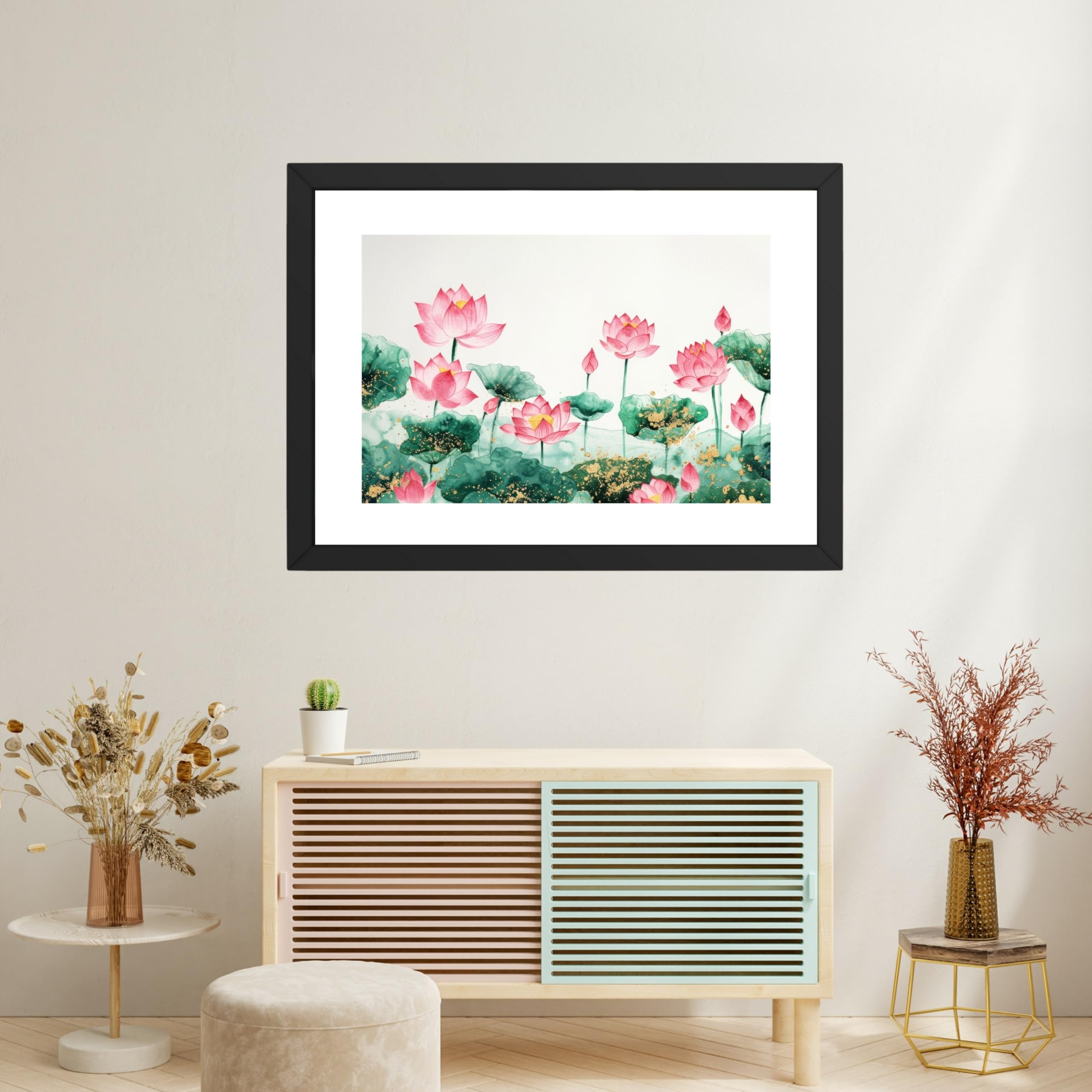 CRAFT QUEST Lotus Photo Frame Wall Vastu,Lotus Flower, Kamal Phool Painting for Vastu | Paintings for Home Decoration, Living room, and Office Décor
