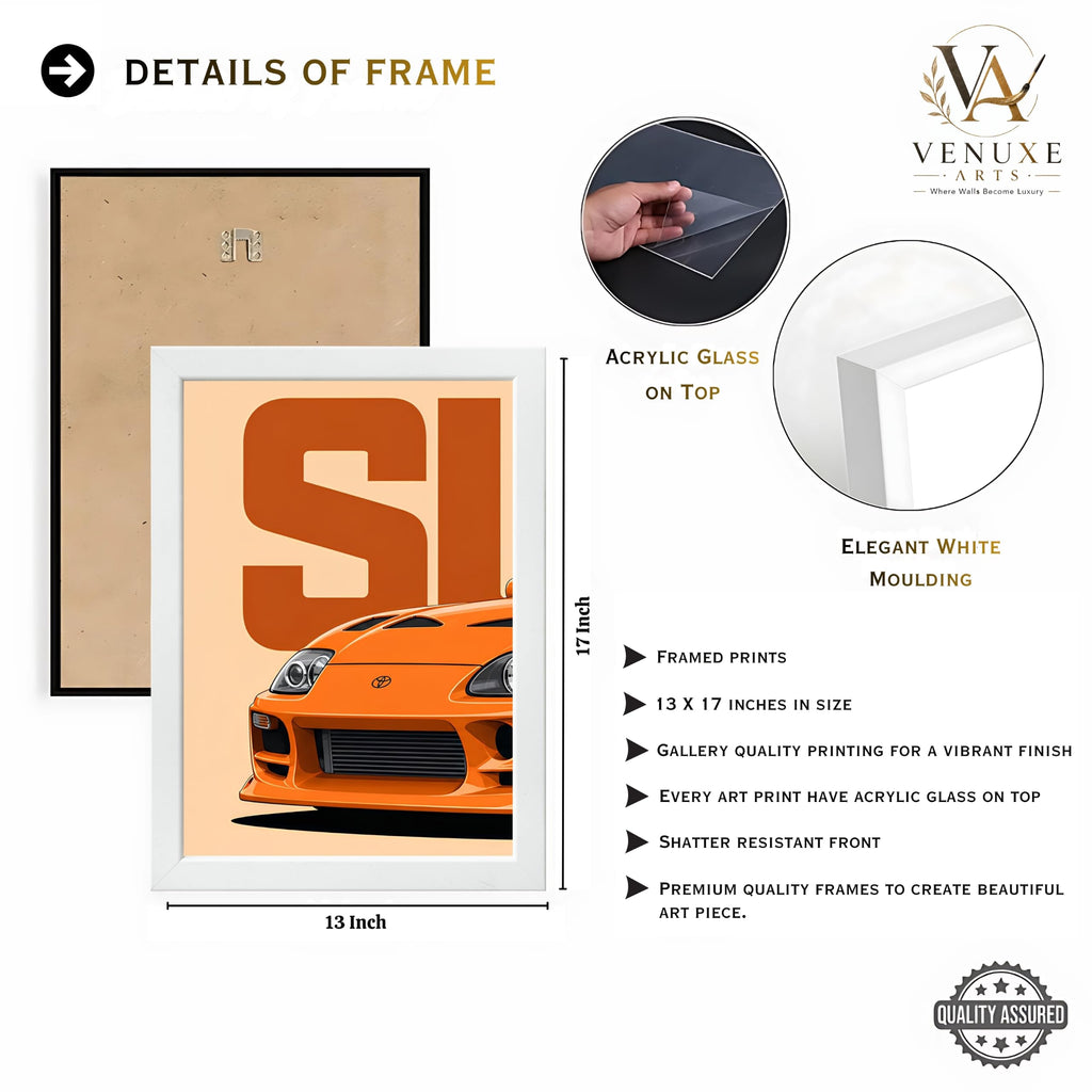 VENUXE ARTS Set Of 3 Big Sports Cars Framed Posters Gift Items for Boys Room Wall Decoration Bedroom Living Room Office Studio Décor | Car Poster Frame for Wall Décor