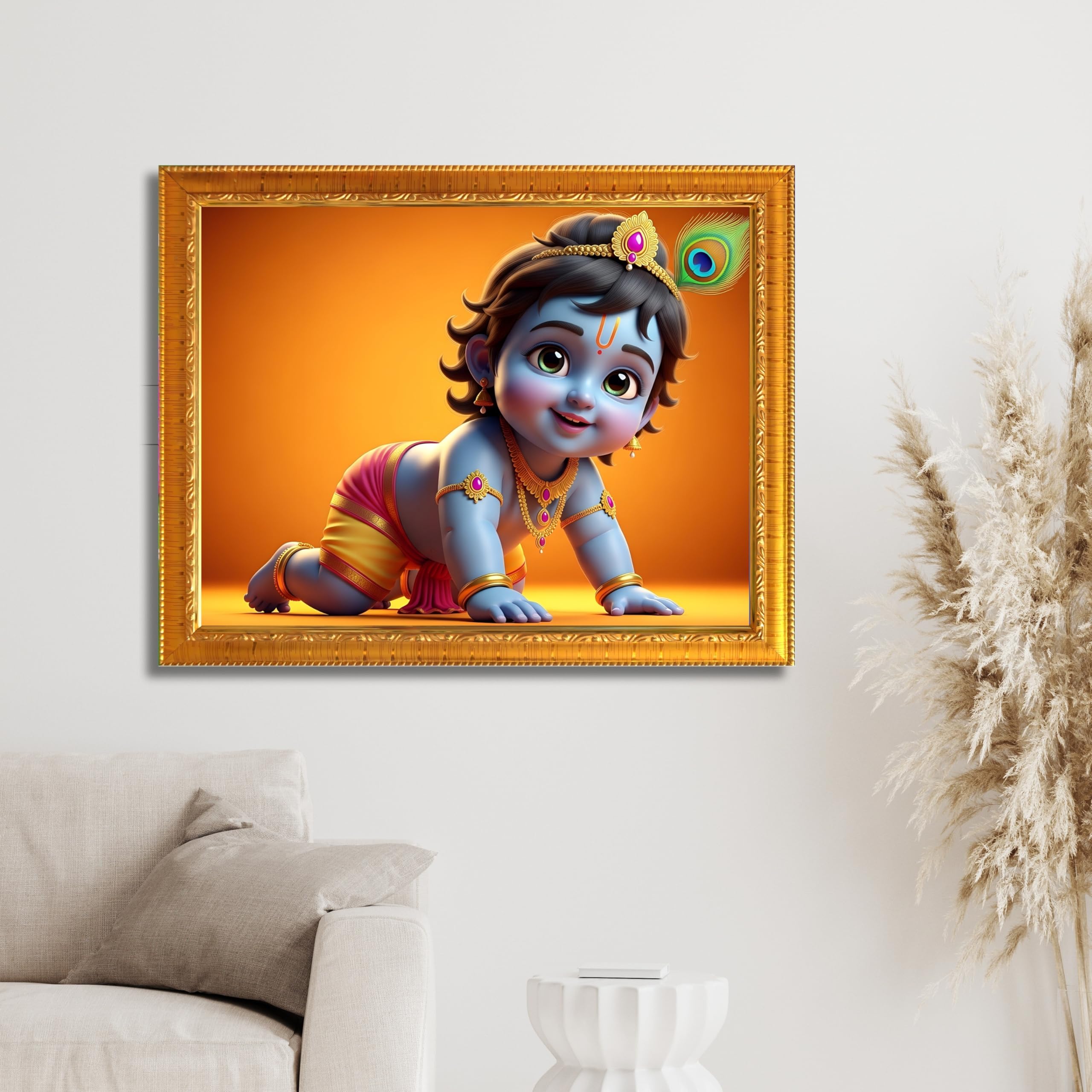 CRAFT QUEST Shri Bal Gopal Painting | Krishna Photo Frames for Walls, Home, Living Room and Home Décor