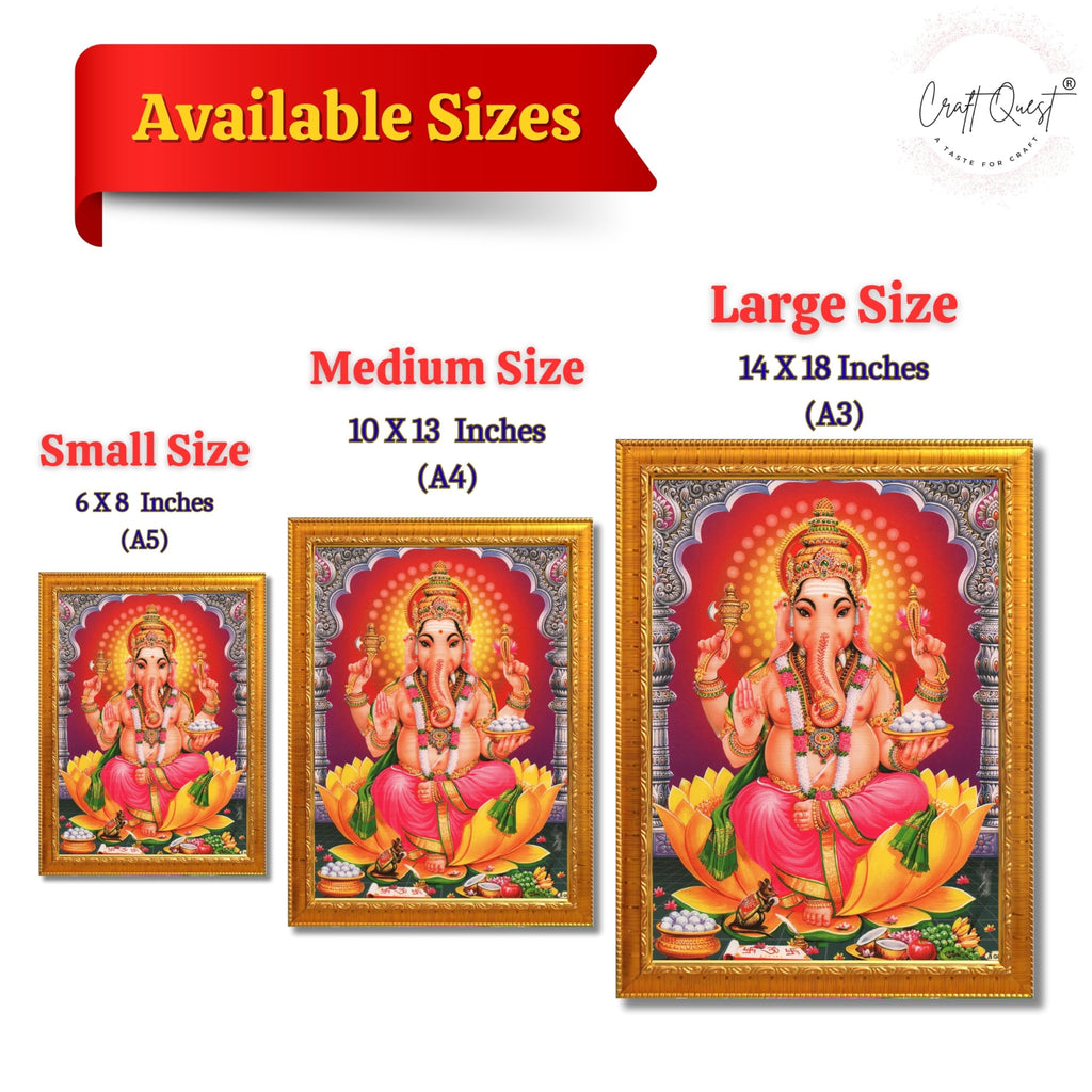 CRAFT QUEST Lord Ganesha Ganesh Ganpati Hanging Wall Painting Framed Home Decor