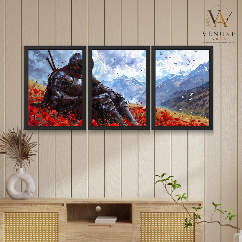 VENUXE ARTS Set Of 3 Anime Characters Wall Framed |Anime Characters Framed Poster for Living Room Bedroom Gaming Room Studio Wall Decor