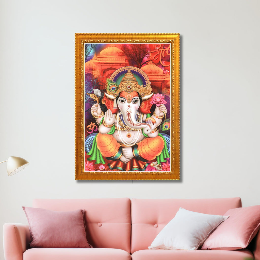 CRAFT QUEST Lord Ganesha Ganesh Ganpati Ganapathi Hanging Wall Painting Framed Home Decor