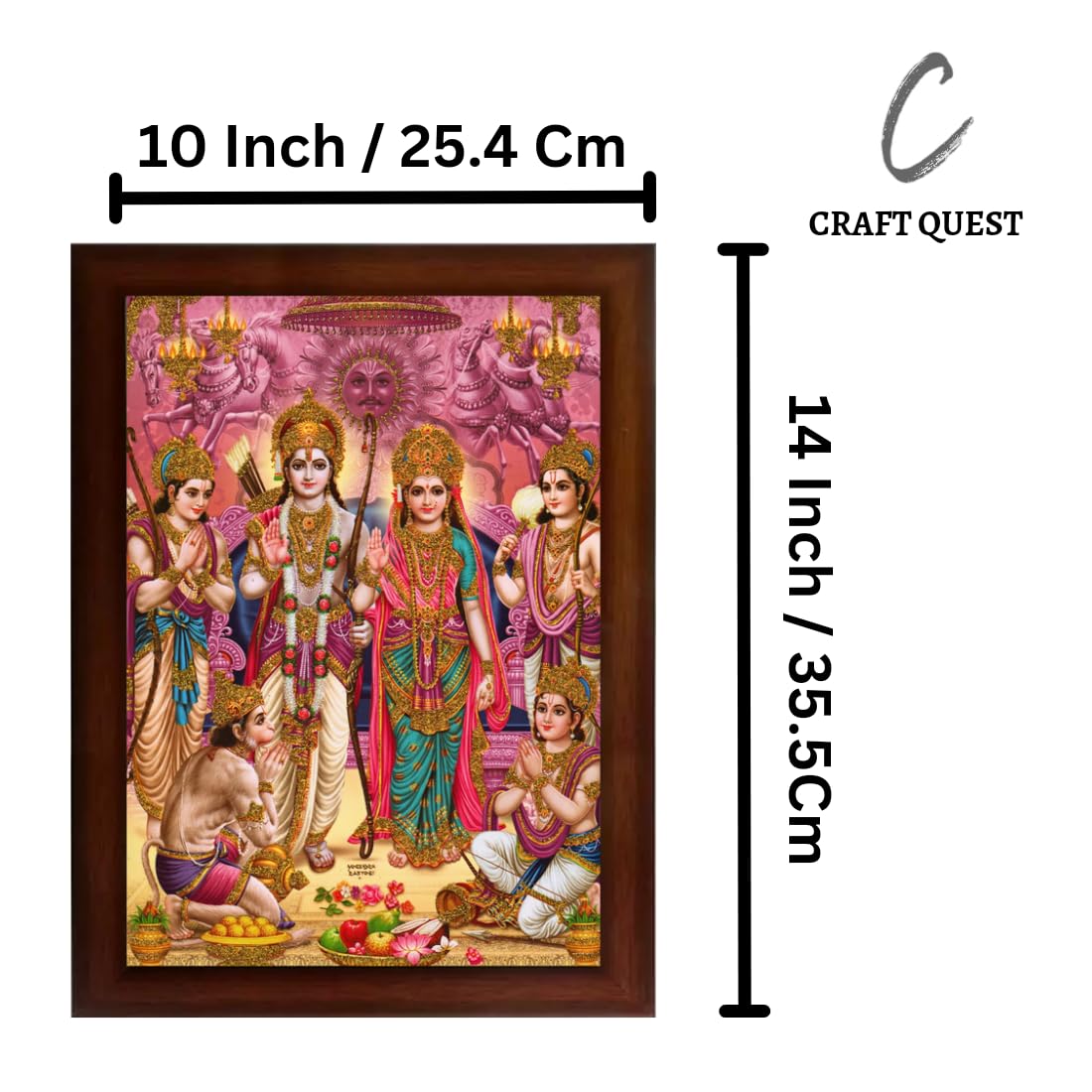 Craft Quest Ram Darbar Sparkle Coated Framed Home Decorative Gift Item Painting (14 inch x 10 inchs Multicolour,Religious)