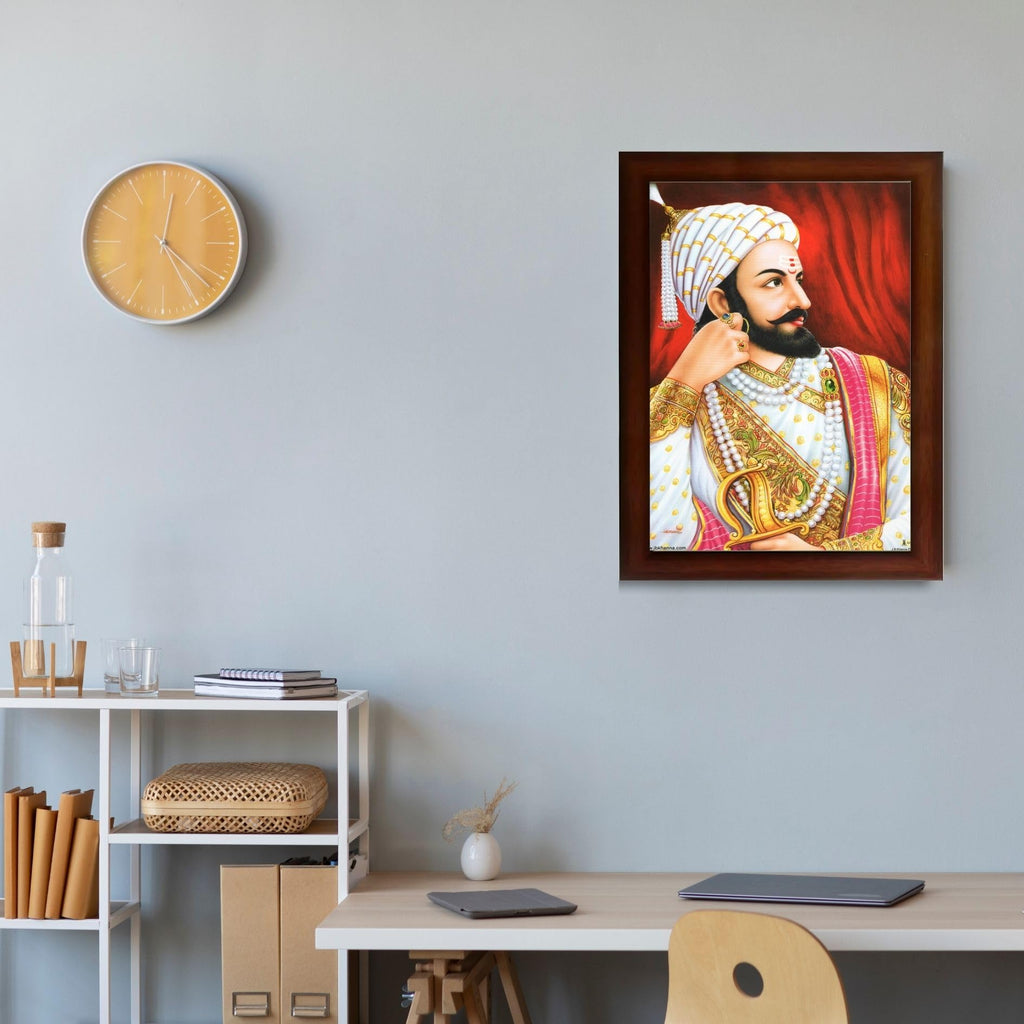 CRAFT QUEST Chhatrapati Shivaji Maharaj photo frame Home Decorative items with synthetic frame (Style 2)