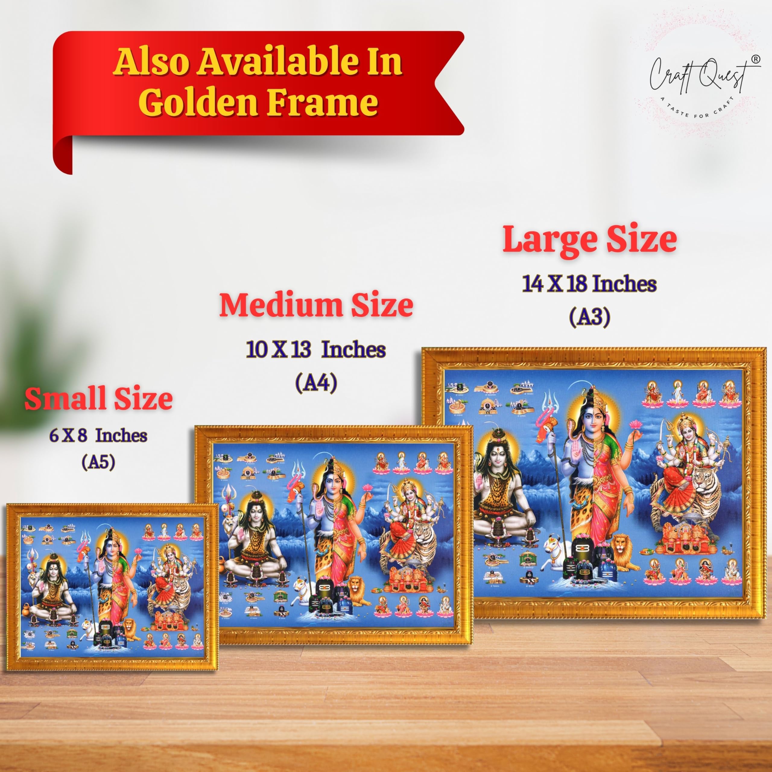 CRAFT QUEST Ardhanarishvara Arthanareeswara Shiv Parvati Photo Frame | Spiritual Framed | Ideal for Home, Office, Temple & Puja Room, Wall Decor