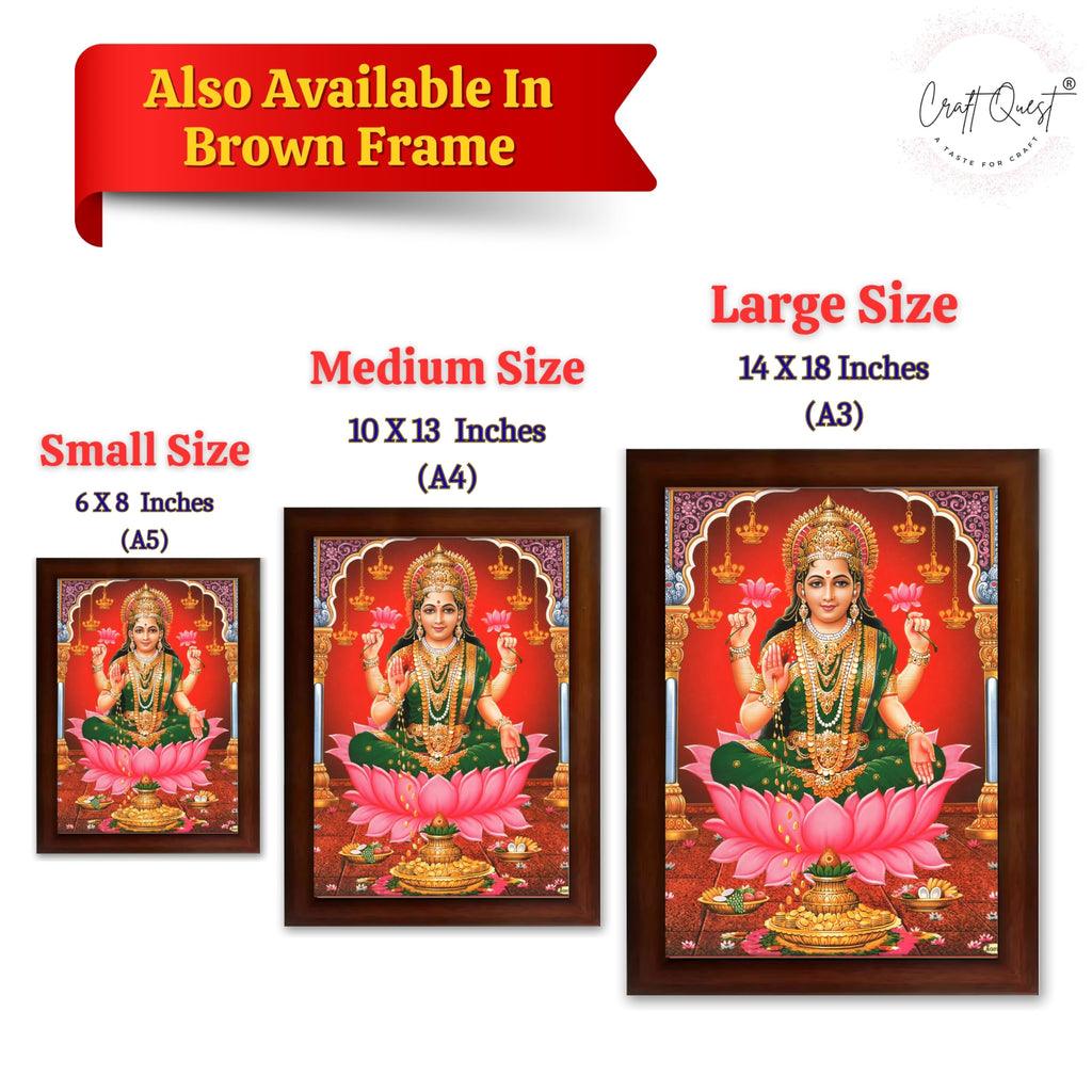 CRAFT QUEST Goddess Lakshmi Devi Dhana Vaibhav Laxmi Maa Wall Painting Framed Home Decor