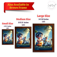 CRAFT QUEST Bal Gopal Makhan Chor Wall Photo Frame | Hindu God Kanha Devotional Home Decor | Gift Item