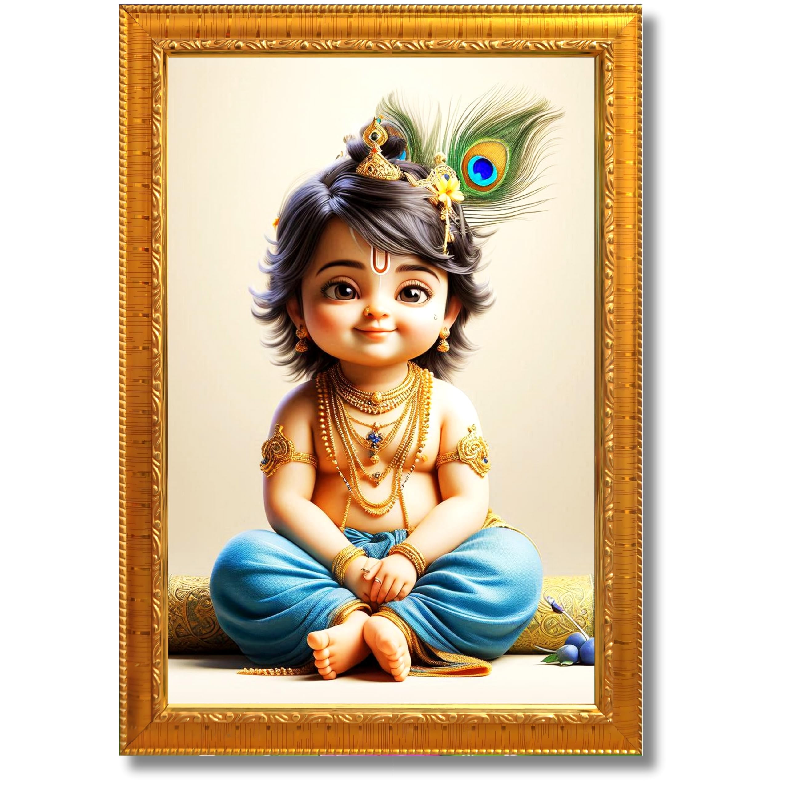CRAFT QUEST Bal Gopal Painting | Krishna Photo Frames for Walls, Home, Bedroom, Living Room and Home Decor Item
