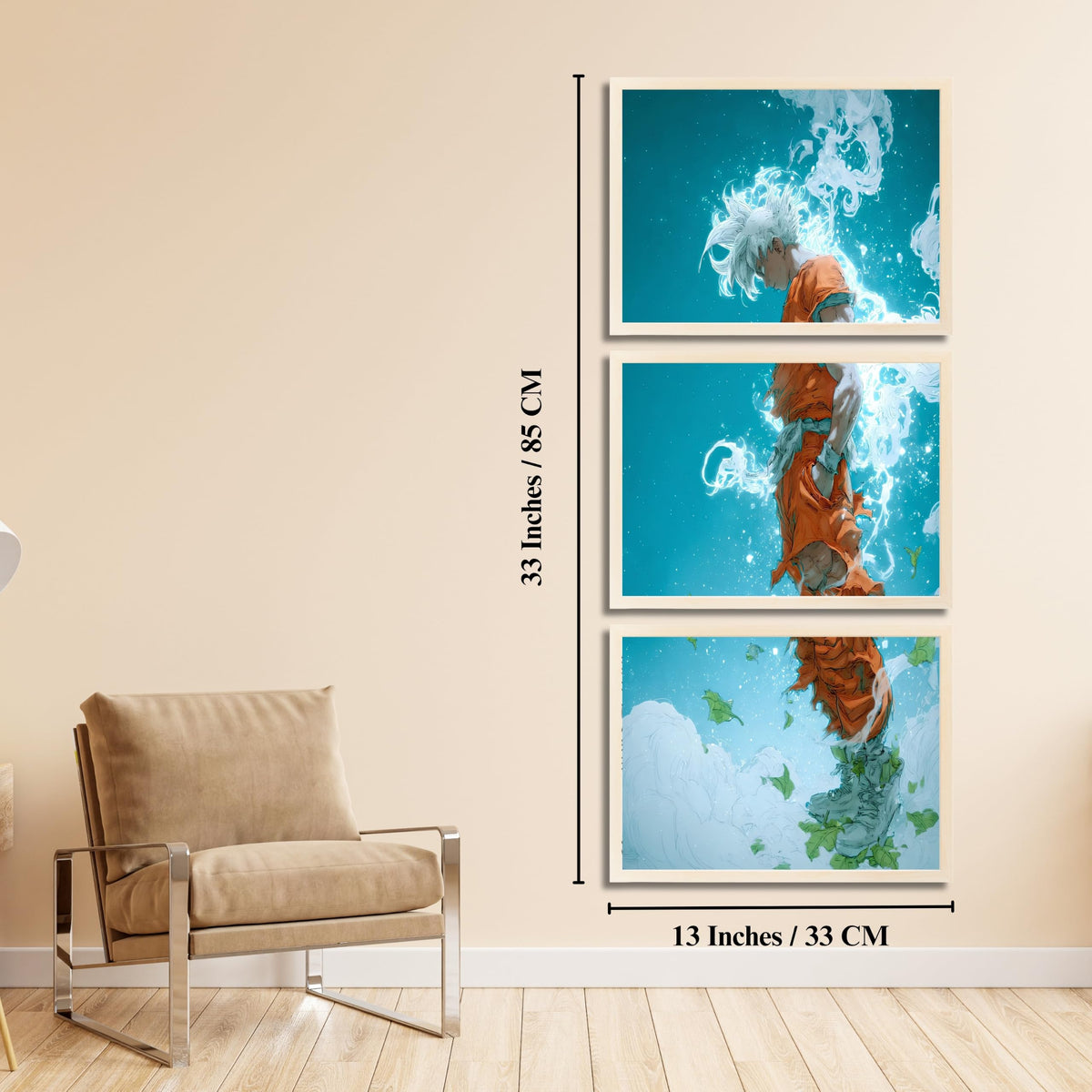 VENUXE ARTS Set Of 3 Anime Characters Wall Framed |Anime Characters Framed Poster for Living Room Bedroom Gaming Room Studio Wall Decor