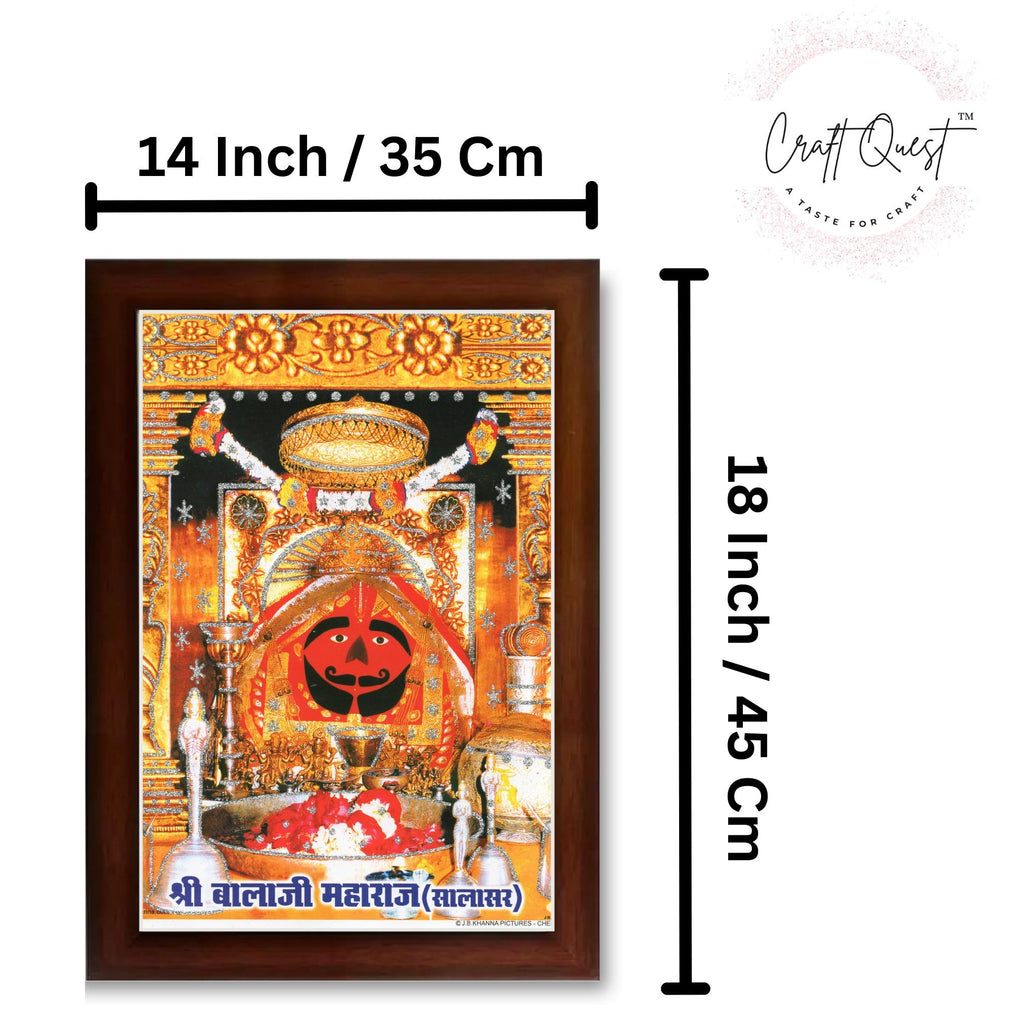 CRAFT QUEST Salasar balaji Hanuman | Bajrangbali Religious Photo with frame for Home Decorative Item Synthetic Wood