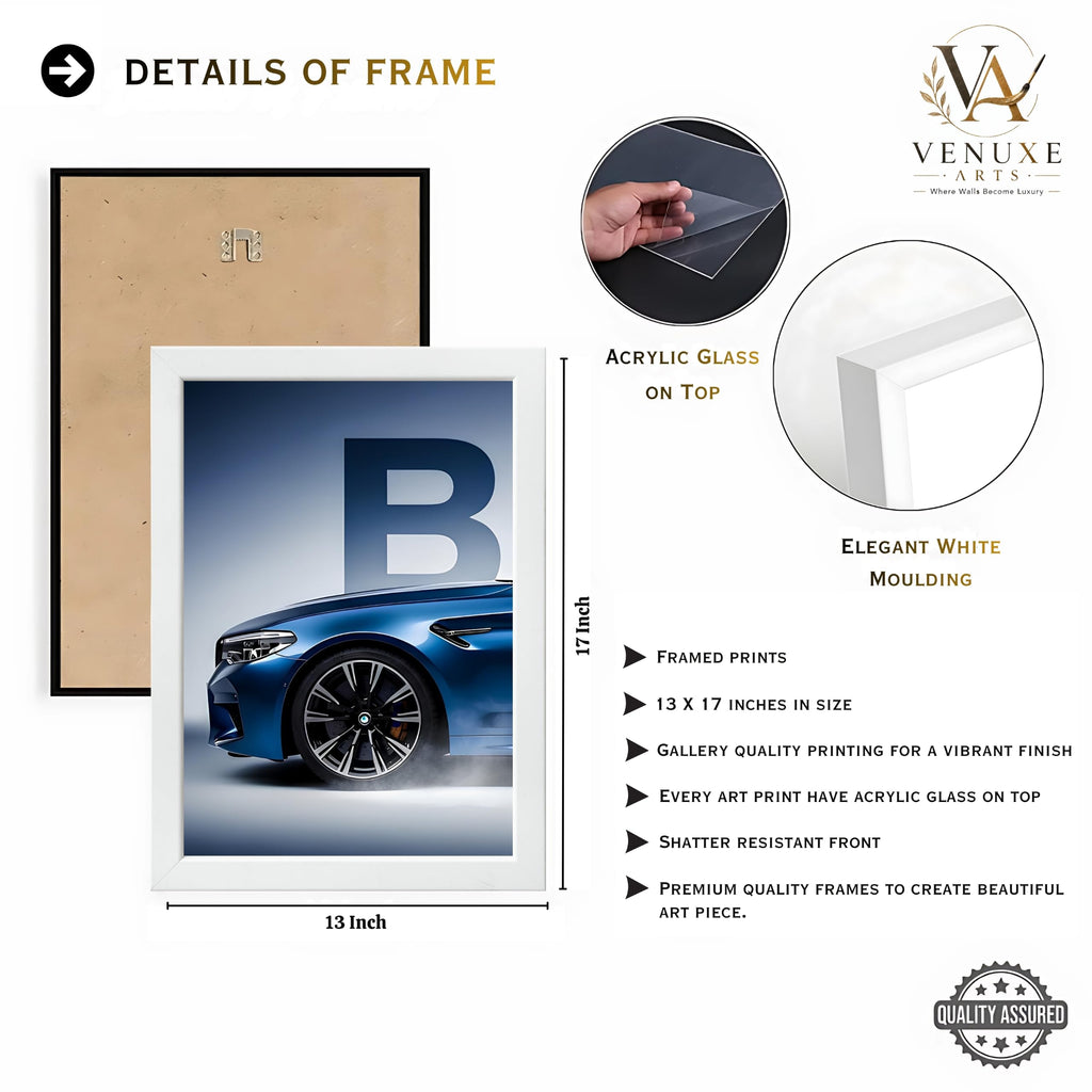 VENUXE ARTS Set Of 3 Big Sports Cars Framed Posters Gift Items for Boys Room Wall Decoration Bedroom, Living Room, Office, Studio Décor | Car Poster Frame for Wall Décor