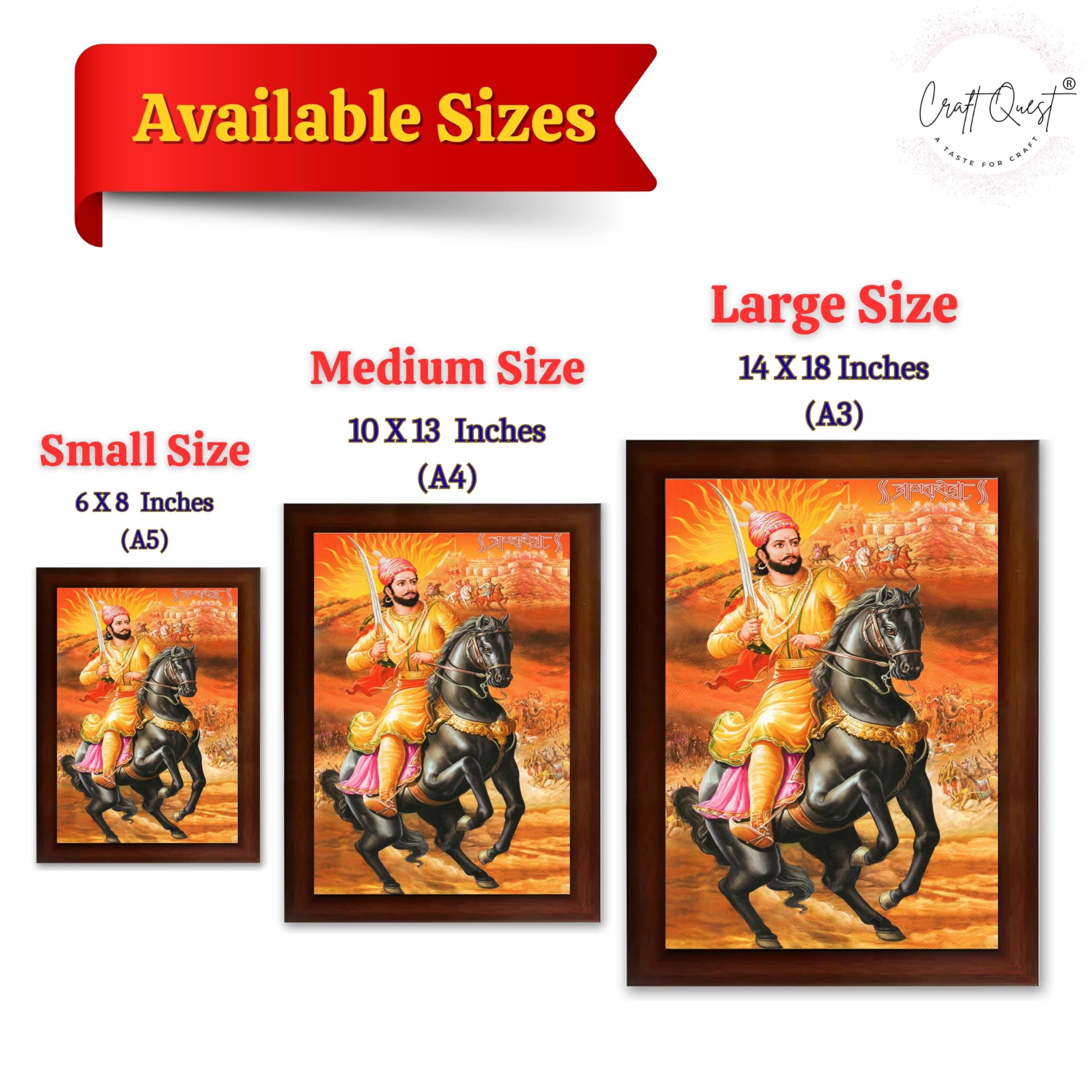 CRAFT QUEST Chattrapati Shivaji Maharaj Wall Photo Frame With Acrylic Sheet | For Living, Pooja Room | Home Decoration Item | Best Gifting Option