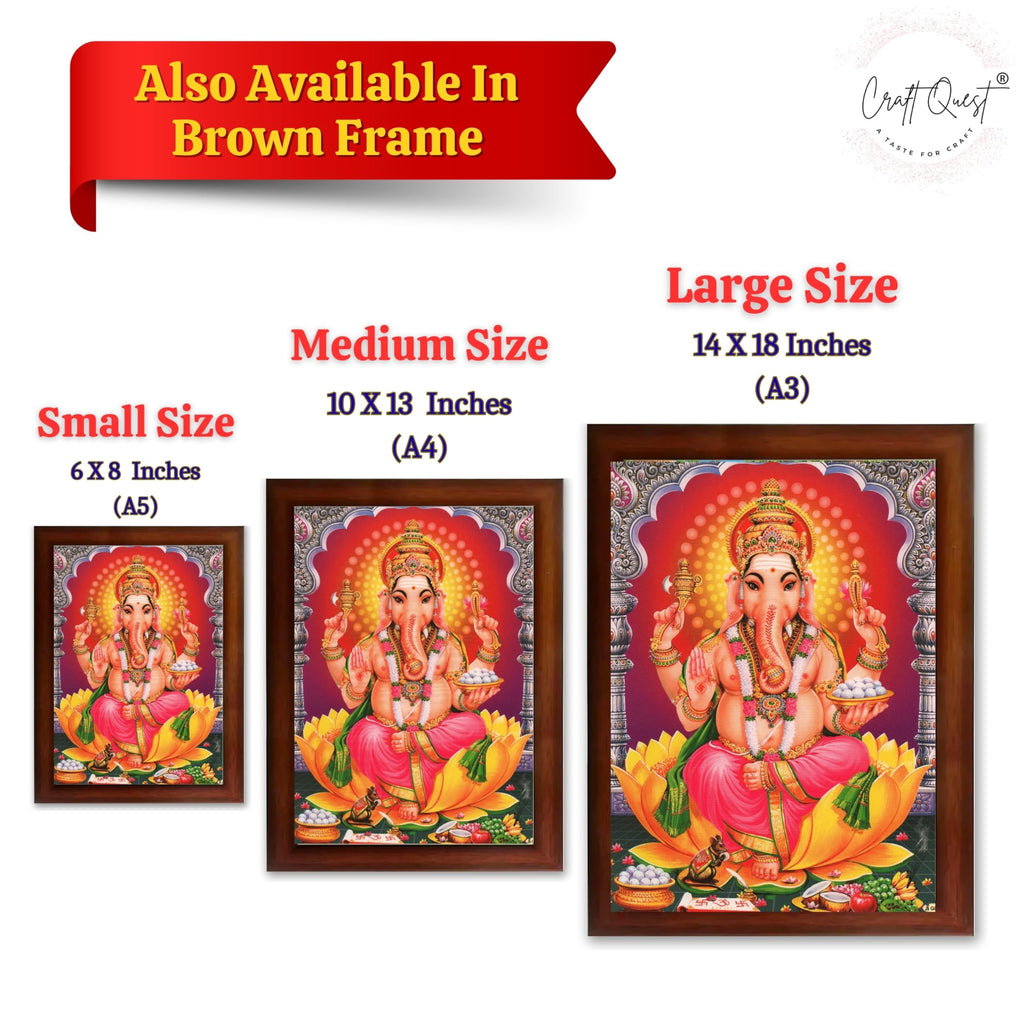 CRAFT QUEST Lord Ganesha Ganesh Ganpati Hanging Wall Painting Framed Home Decor
