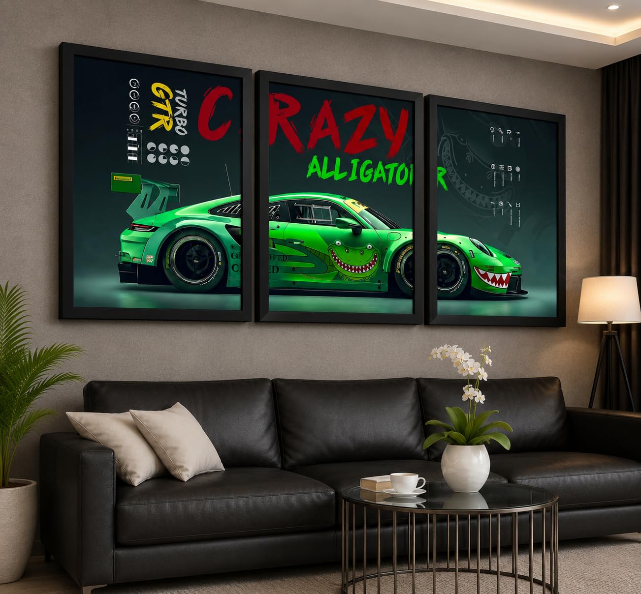 VENUXE ARTS Set Of 3 Big Sports Cars Framed Posters Gift Items for Boys Room Wall Decoration Bedroom Living Room Office Studio Décor | Car Poster Frame for Wall Décor
